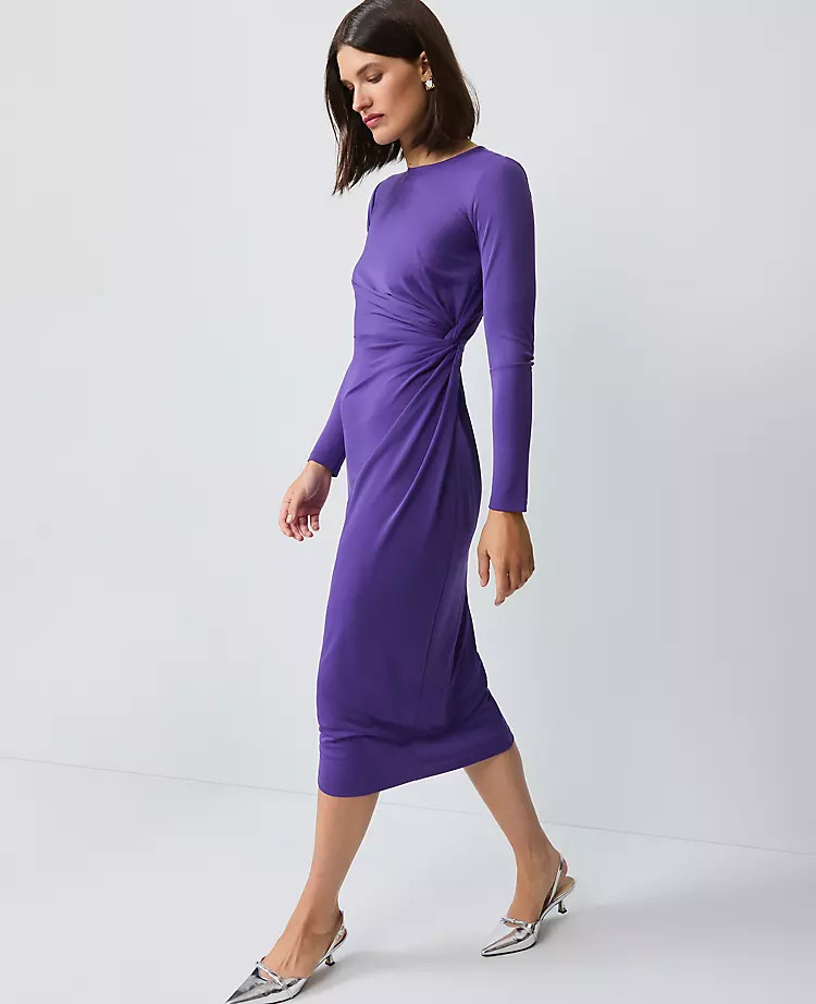 Crew Neck Twist Sheath Dress | Ann Taylor