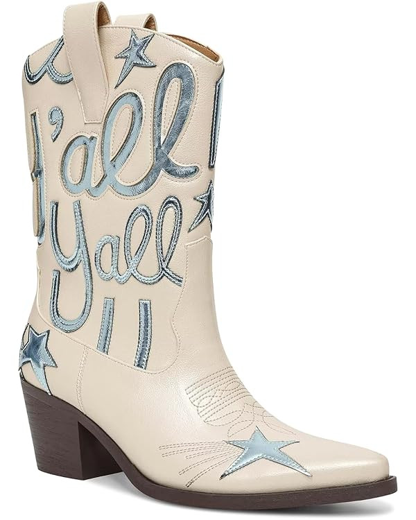 Metallic Cowboy boots for Women Mid Calf Low Heel Pointed Toe Womens Cowgirl Boots Fashion Embroi... | Amazon (US)