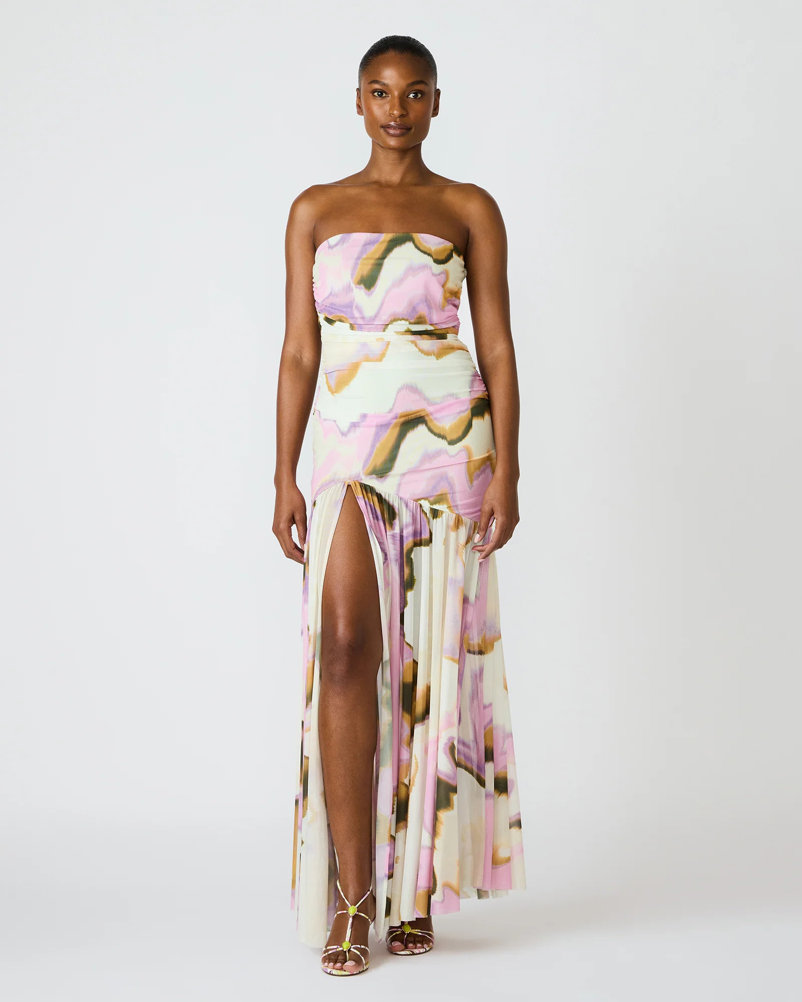 KERRIE Multi Strapless Flowy Side Slit Women's Maxi Dress | Steve Madden (US)