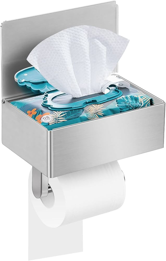 BARIKUEO Toilet Paper Holder with Shelf and Storage,Toilet Paper Holder with Wet Wipes Dispenser ... | Amazon (US)