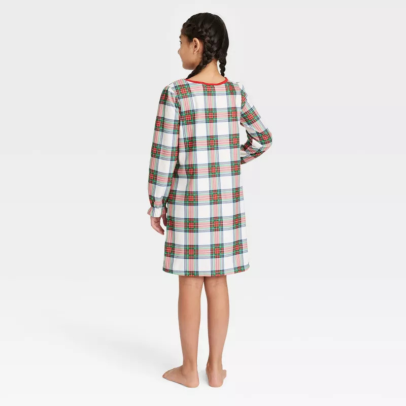 Kids' Holiday Tartan Plaid Flannel Matching Family Pajama NightGown- Wondershop™ Cream | Target