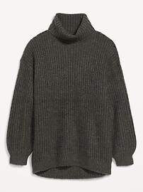 Marled Shaker-Stitch Tunic-Length Turtleneck Sweater for Women | Old Navy (US)