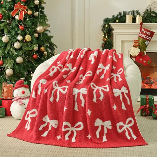 Snuggle Sac Bow Throw Blanket Red Christmas Blanket 50x60 inches, Ultra Soft Cozy Throw Blanket for Couch, Sofa and Bed for Christmas | Amazon (US)