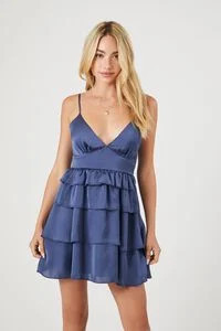 Tiered Satin Babydoll Dress | Forever 21 (US)