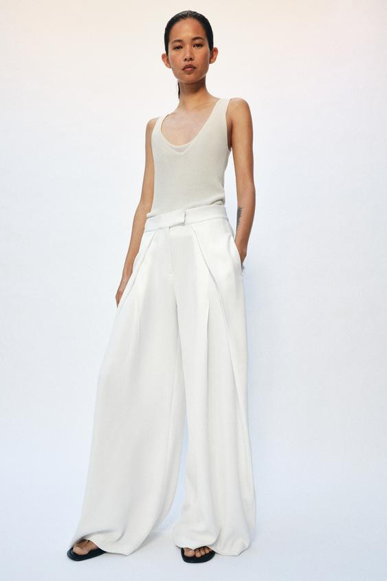 ZW COLLECTION PLEATED WIDE-LEG TROUSERS | Zara UK