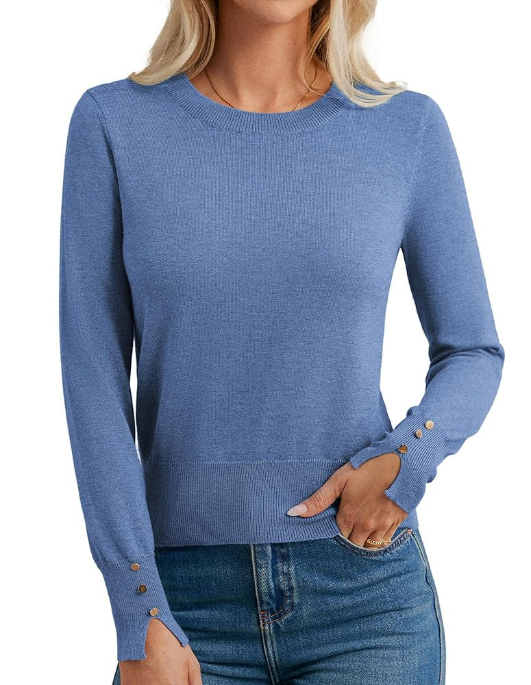 GRACE KARIN Womens Fall Sweaters 2025 Wool Blend Long Sleeve Crew Neck Knit Tops Pullover Work Ca... | Amazon (US)