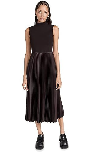 Theory Women's Pleated Combo Dress, Mink, Brown, XL | Amazon (US)