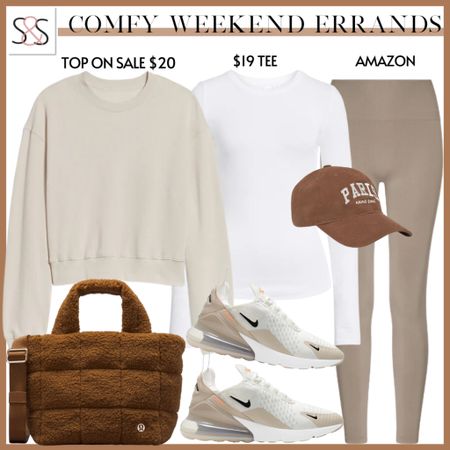 A sweatshirt with neutrals leggings and Nike sneakers is the official outfit of winter! Early sunsets need an outfit and the most comfortable but upscale look is right here  

#LTKstyletip #LTKHoliday #LTKover40