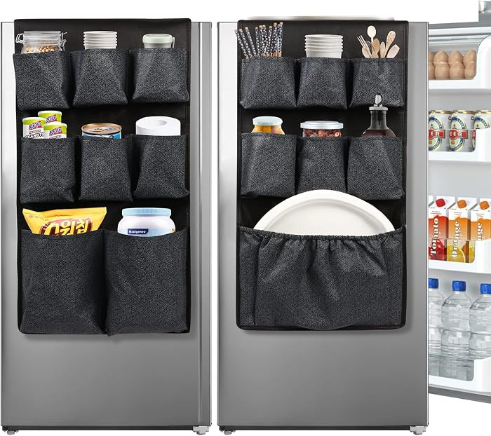 Mini Fridge Caddy Organizer Storage Bag, Over The Fridge Storage Organizer with 15 Extra Large Fa... | Amazon (US)