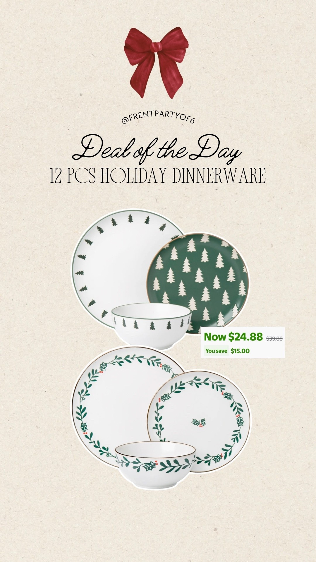 Holiday dinnerware on sale at Walmart! 2 patterns available. 

#LTKFindsUnder50 #LTKHome #LTKHoliday