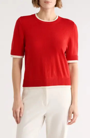 Layered Crewneck Short Sleeve Sweater | Nordstrom Rack