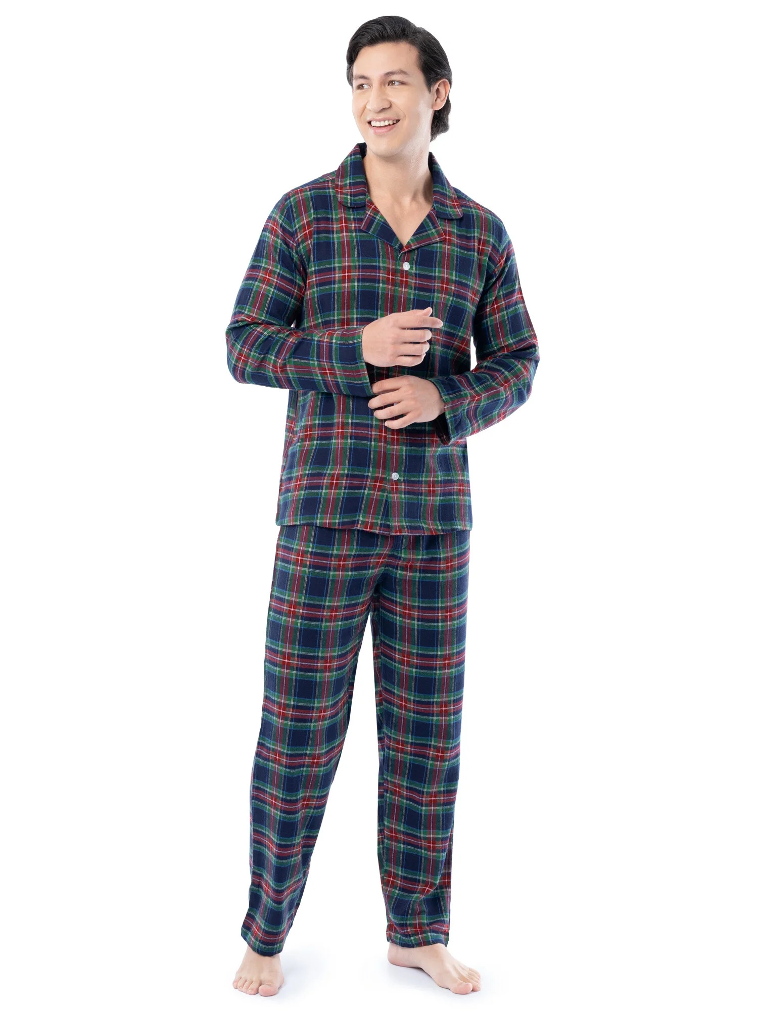 Fruit of the Loom Men's Flannel Top and Bottom Pajama Set, Sizes S-5XL | Walmart (US)