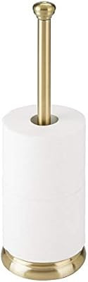 mDesign Decorative Metal Free-Standing Toilet Paper Holder Stand with Storage for 3 Rolls of Toil... | Amazon (US)