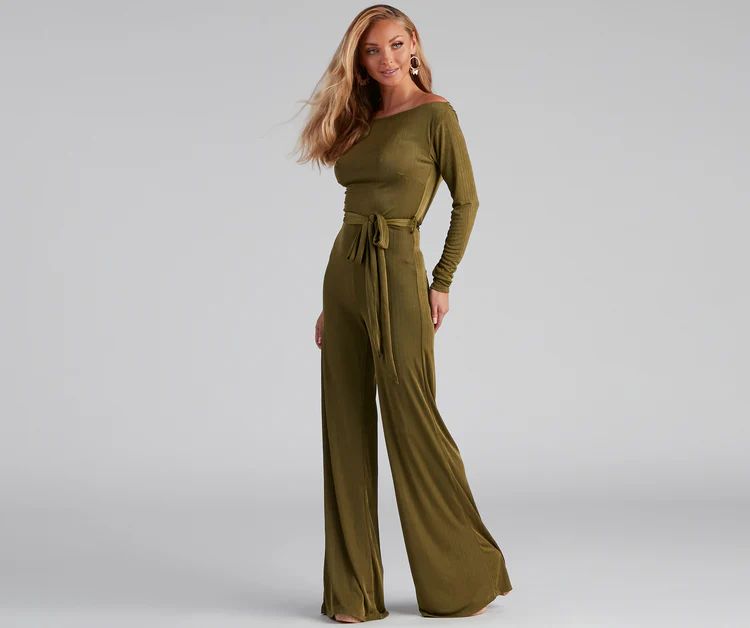 High Fashion Tie Waist Wide-Leg Jumpsuit | Windsor Stores