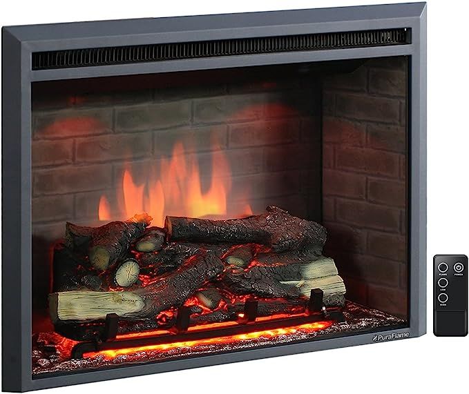 PuraFlame 30 Inches Western Electric Fireplace Insert with Remote Control, 750/1500W, Black | Amazon (US)