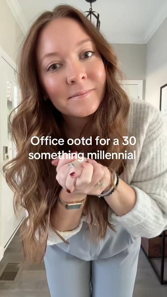 Grey vneck sweater - target find - tts wearing a medium 
Grey trouser work pants / tts 
Black pumps - I have these in multiple colors! - tts 
Belt and silver belt 
Work bag 

#LTKFindsUnder100 #LTKWatchNow #LTKWorkwear