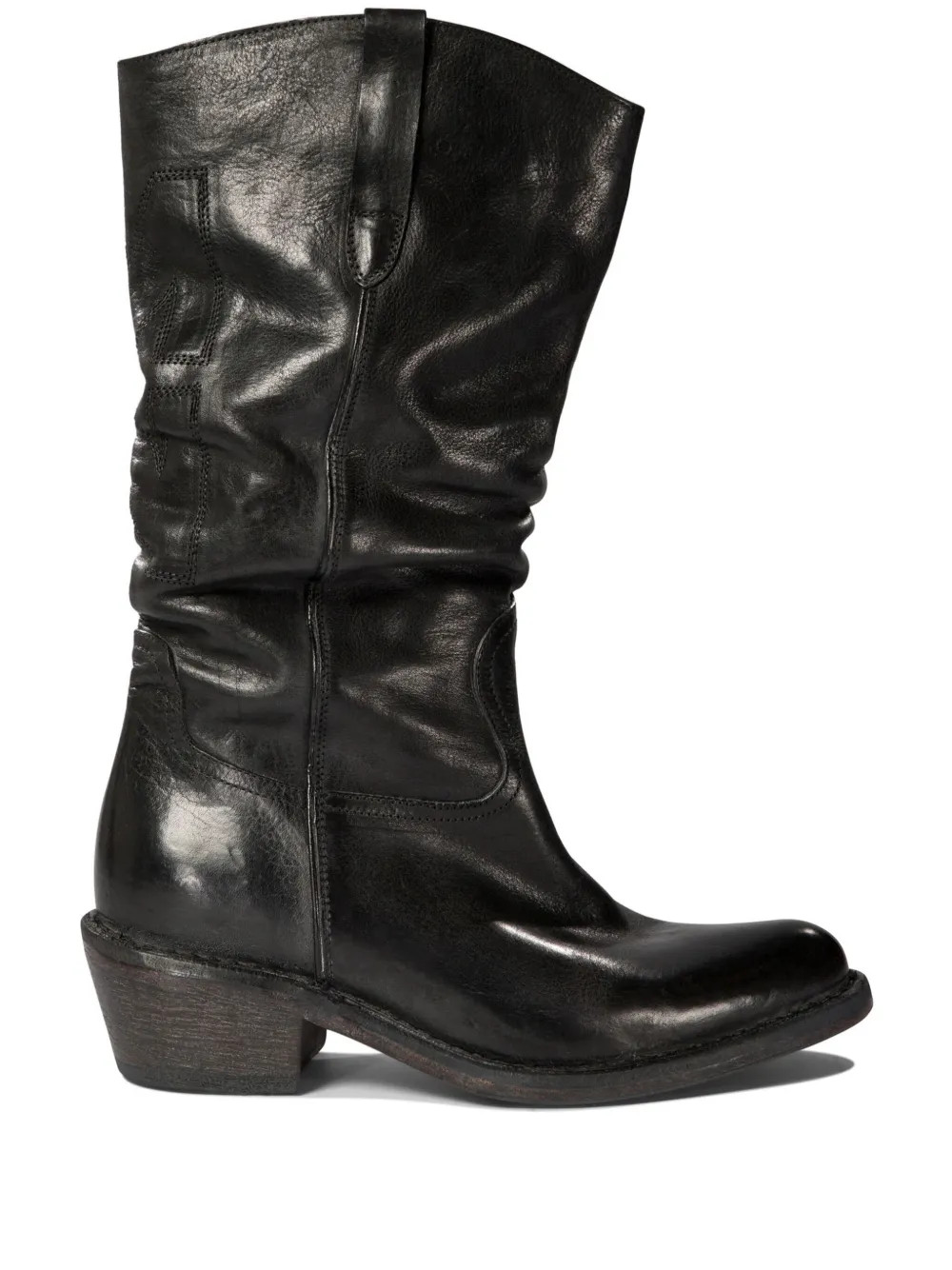 Moma Cowboy Distressed Leather Boots | Black | FARFETCH | Farfetch Global