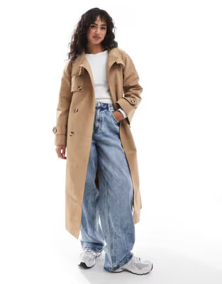 Vero Moda trench coat with quilted lining in camel | ASOS | ASOS (Global)