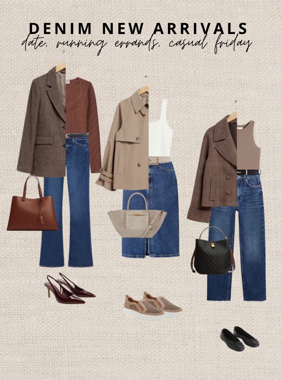 Denim new arrivals! I’m particularly fond of the dark blue denim skirt new arrival. Ordered it in xxs which is my normal size. 

Read the size guide /size reviews to pick the right size. Leave a 🖤 to favorite this post and come back later to shop. 

Outfit inspiration, date outfit, running errands outfit, casual but chic outfit, Mango, DeMellier, the midi New York tote, fitted check blazer, flared ultra high jeans, short trench coat, H&M, cropped pea coat, affordable bags for women, pointed slingback heels, jersey body, jersey vest top.

#LTKeurope #LTKSeasonal #LTKstyletip