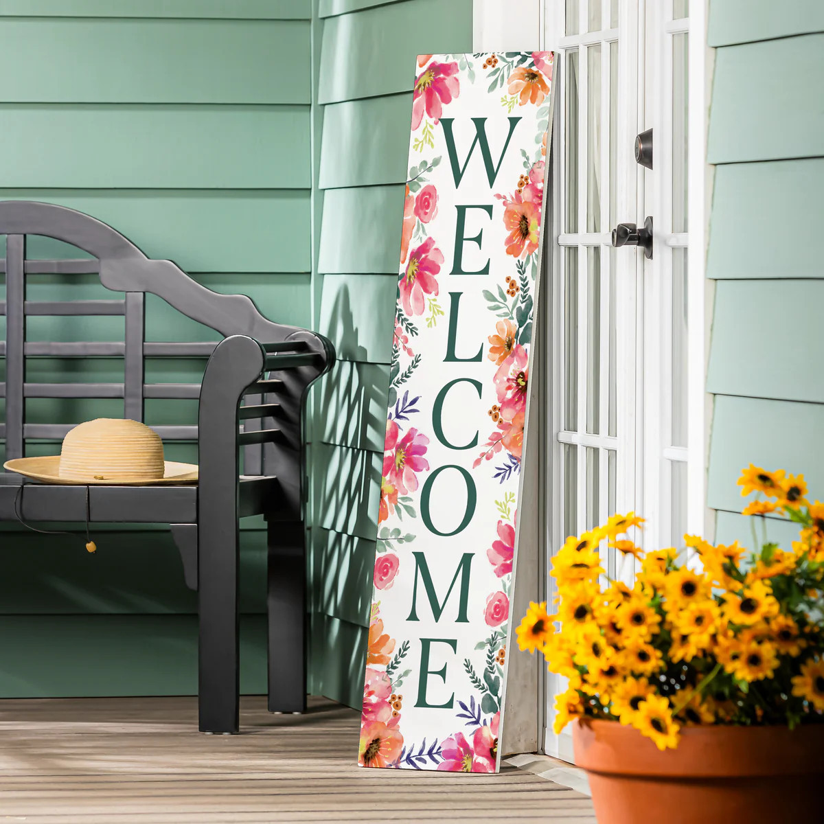 Home Coordinates Floral Welcome Porch Leaner 47" | My Evergreen