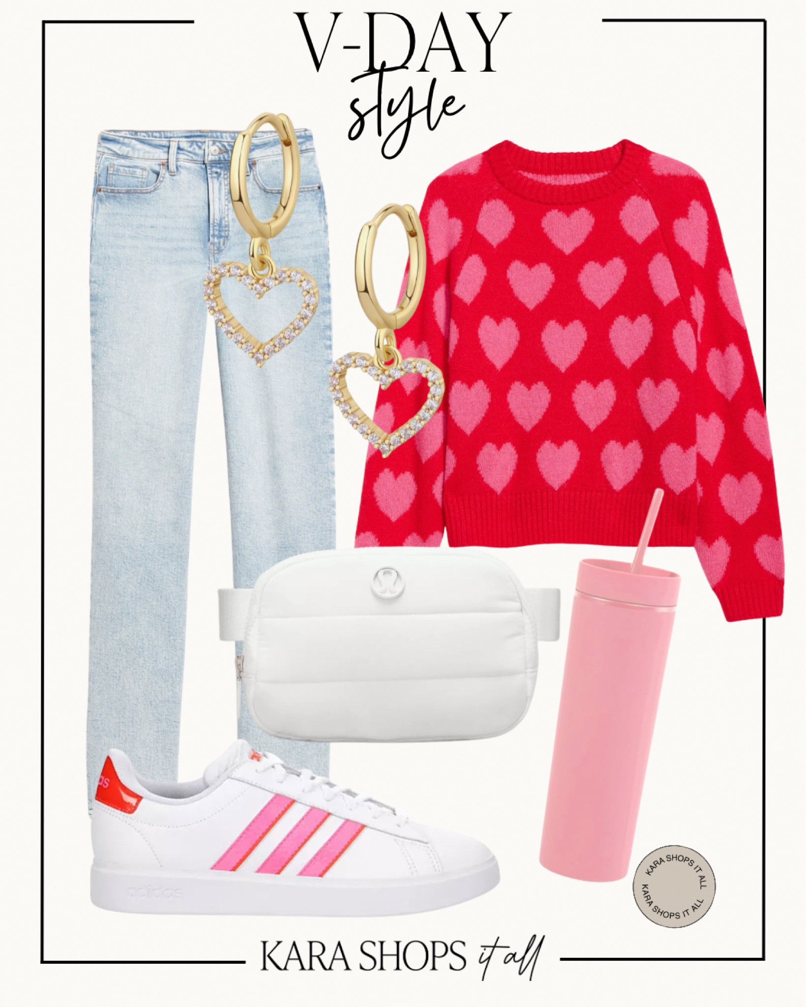 Casual Valentine’s Day style! Love these pink and red sneakers and pink tumbler! Love this heart sweater from Old Navy! 
#OldNavy #Amazon #Valentinefashion

#LTKSeasonal #LTKstyletip #LTKsalealert