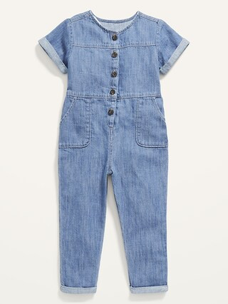 Button-Front Chambray Jumpsuit for Toddler Girls | Old Navy (US)