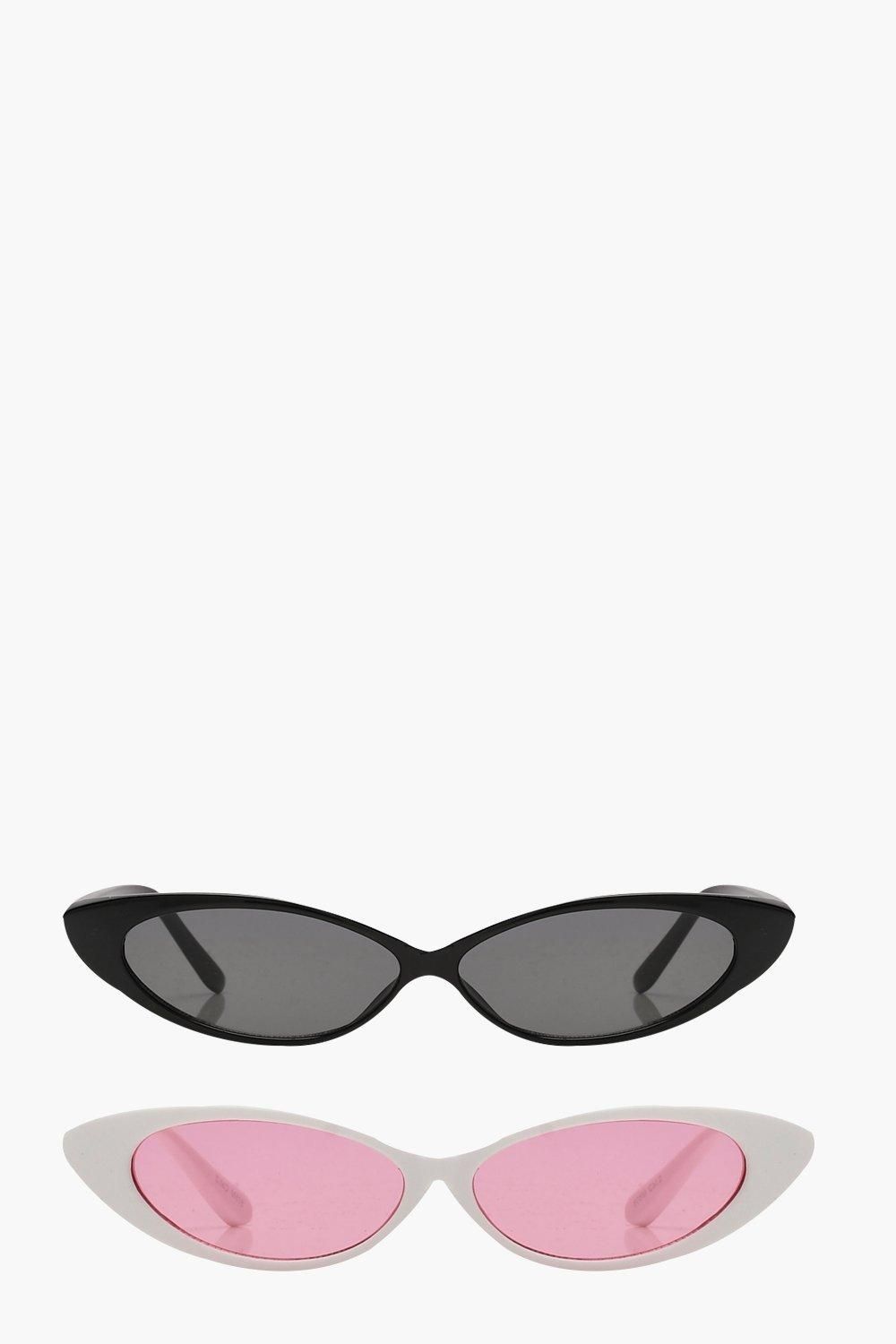 2 Pack Super Slim Cat Eye Sunglasses | Boohoo.com (US & CA)