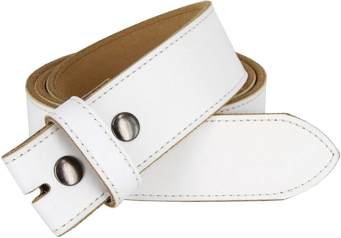White Belt Cowhide Leather Replacement Casual Belt Strap 1-1/2"(38mm) Wide, Multi-Style Options | Amazon (US)