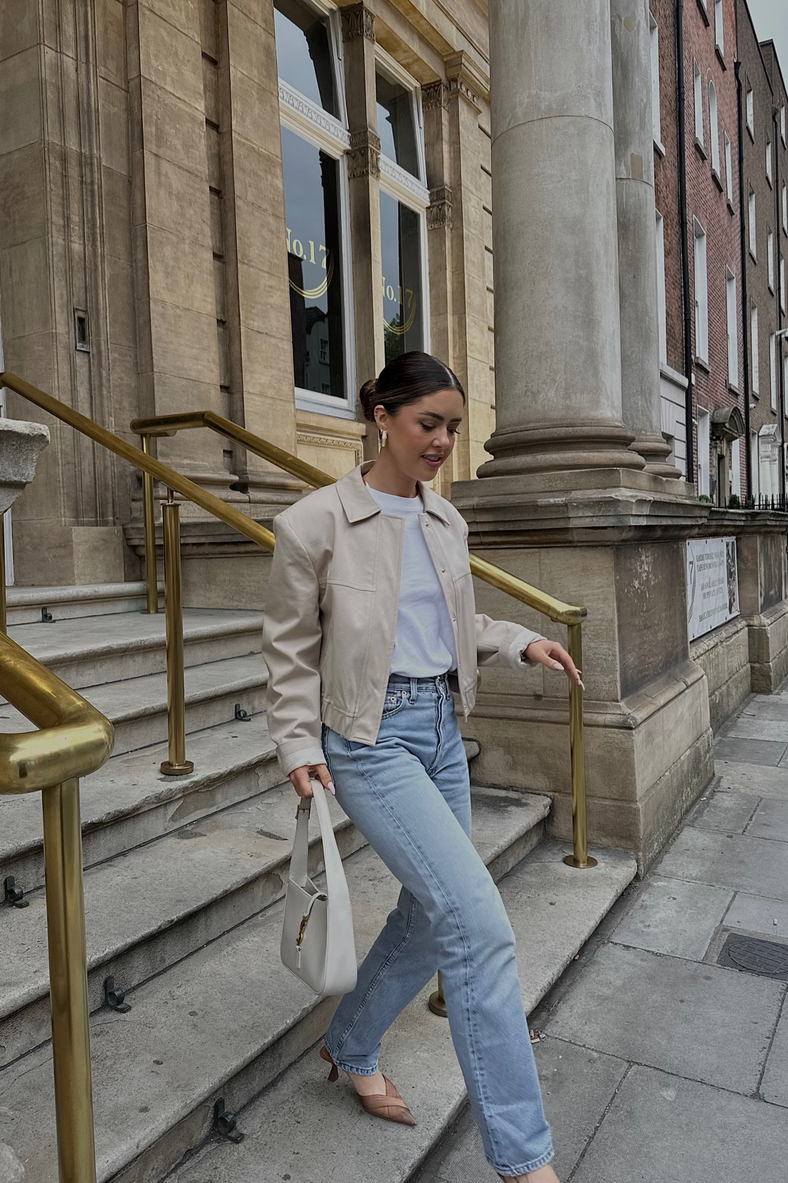 Bomber jacket, white bomber jacket, Levi’s jeans, Levi 501, straight leg jeans, blue straight leg jeans, white t-shirt, white tee, minimal outfit, shoulder bag, baguette bag, kitten heels, sling backs, slingback heels, minimalistic, spring outfit, summer outfit, weekend outfit, neutral outfit, YSL, boden, COS, Levi’s, ASOS

#LTKeurope #LTKSeasonal #LTKstyletip