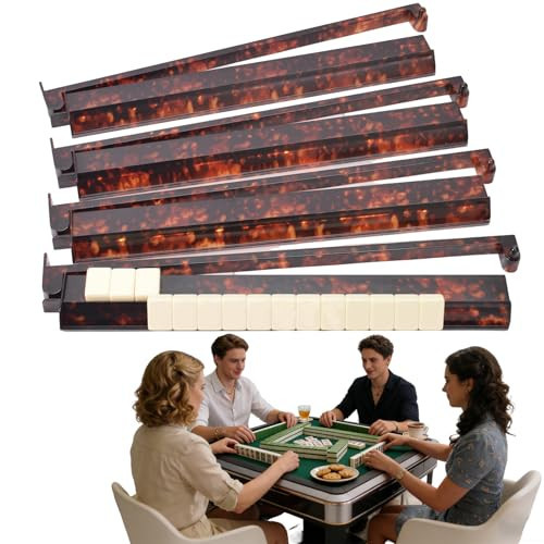 Tortoise Shell Acrylic Mahjong Rack Set, Mahjong Racks with Pushers, Majiang Tile Holder Acrylic Mahjong Racks Accessories (4pcs-A) | Amazon (US)