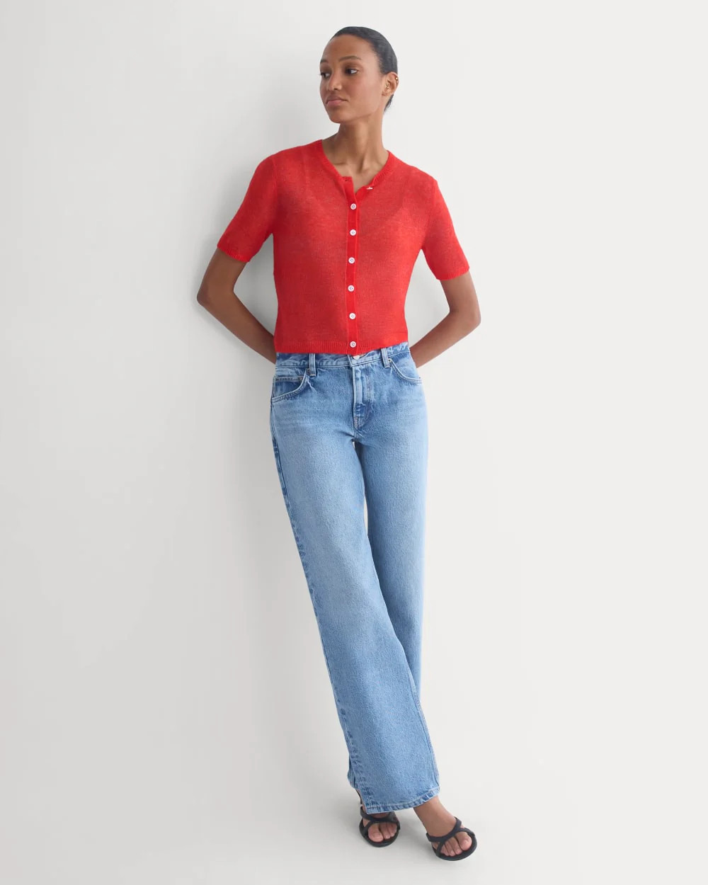 The Air Alpaca™ Short-Sleeve Cardigan | Fiery Red | Everlane