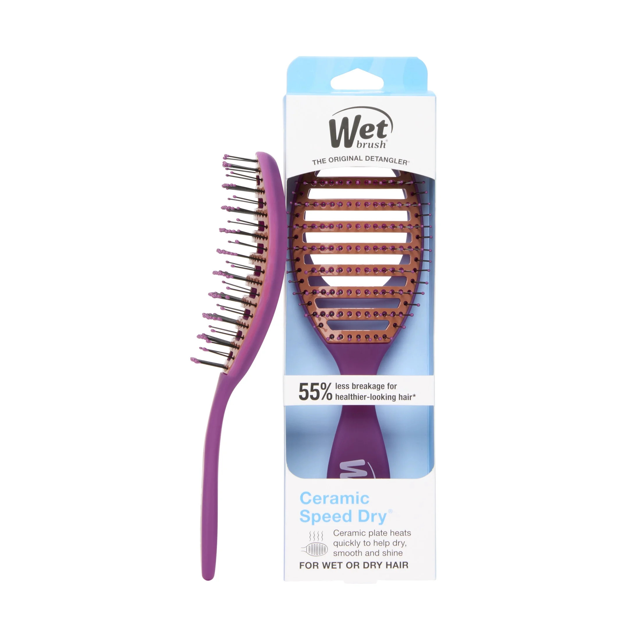 Wet Brush Ceramic Speed Dry Hair Brush, Ceramic Coating for Faster Blow-Drying, Purple | Walmart (US)