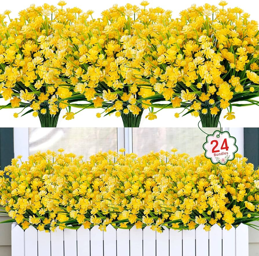 Ouddy Decor 24 Bundles Artificial Flowers for Outdoors UV Resistant Fake Plastic Plants Faux Bost... | Amazon (US)