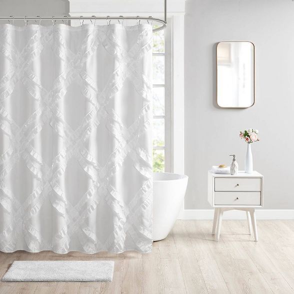 Elia Tufted Diamond Ruffle Shower Curtain | Target