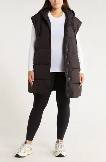 Zella Longline Hooded Puffer Vest | Nordstrom | Nordstrom