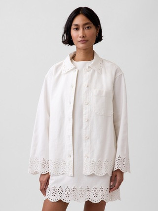 Eyelet Hem Relaxed Shirt Jacket | Gap (US)