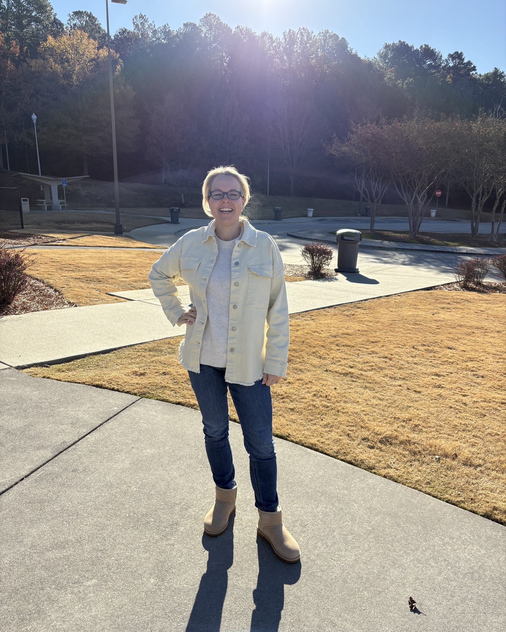 Comfortable road trip look. Temperature is 29 degrees and I so need gloves on  but my feet are warm and cozy with the mini Uggs ❄️

#LTKOver40 #LTKSeasonal #LTKSaleAlert