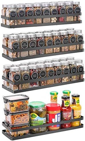 Scnvo Wall Mounted Spice Rack Organizer 4 Pack, Floating Shelves Storage for Pantry Cabinet Door,... | Amazon (UK)