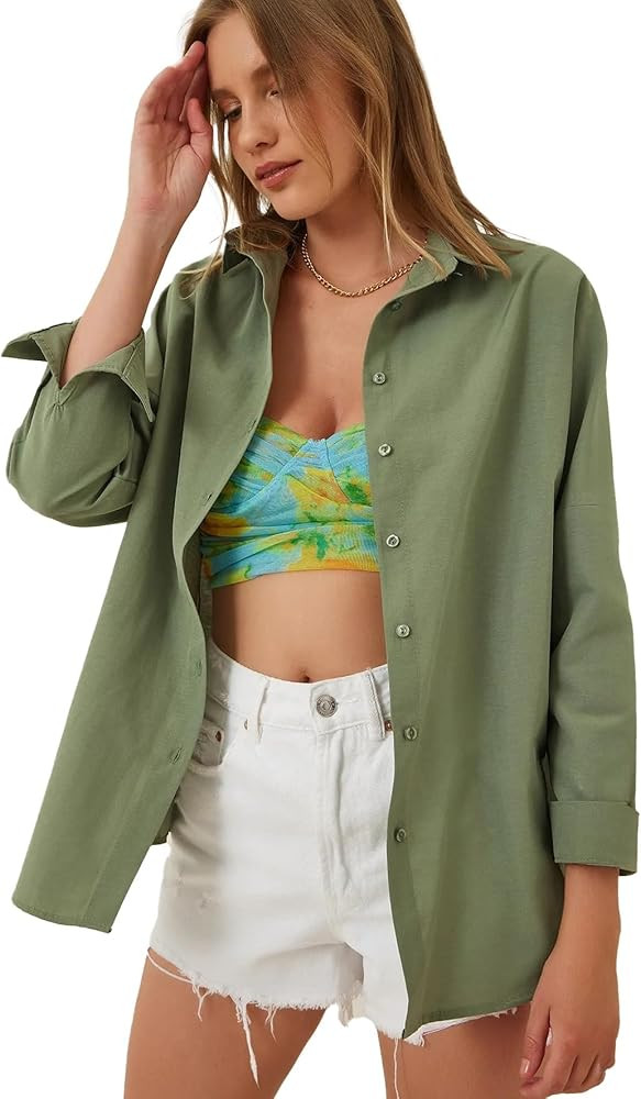 BIG DART Oversized Button Down Shirts for Women, Dressy Casual Long Sleeve Blouses Summer Tops Tu... | Amazon (US)