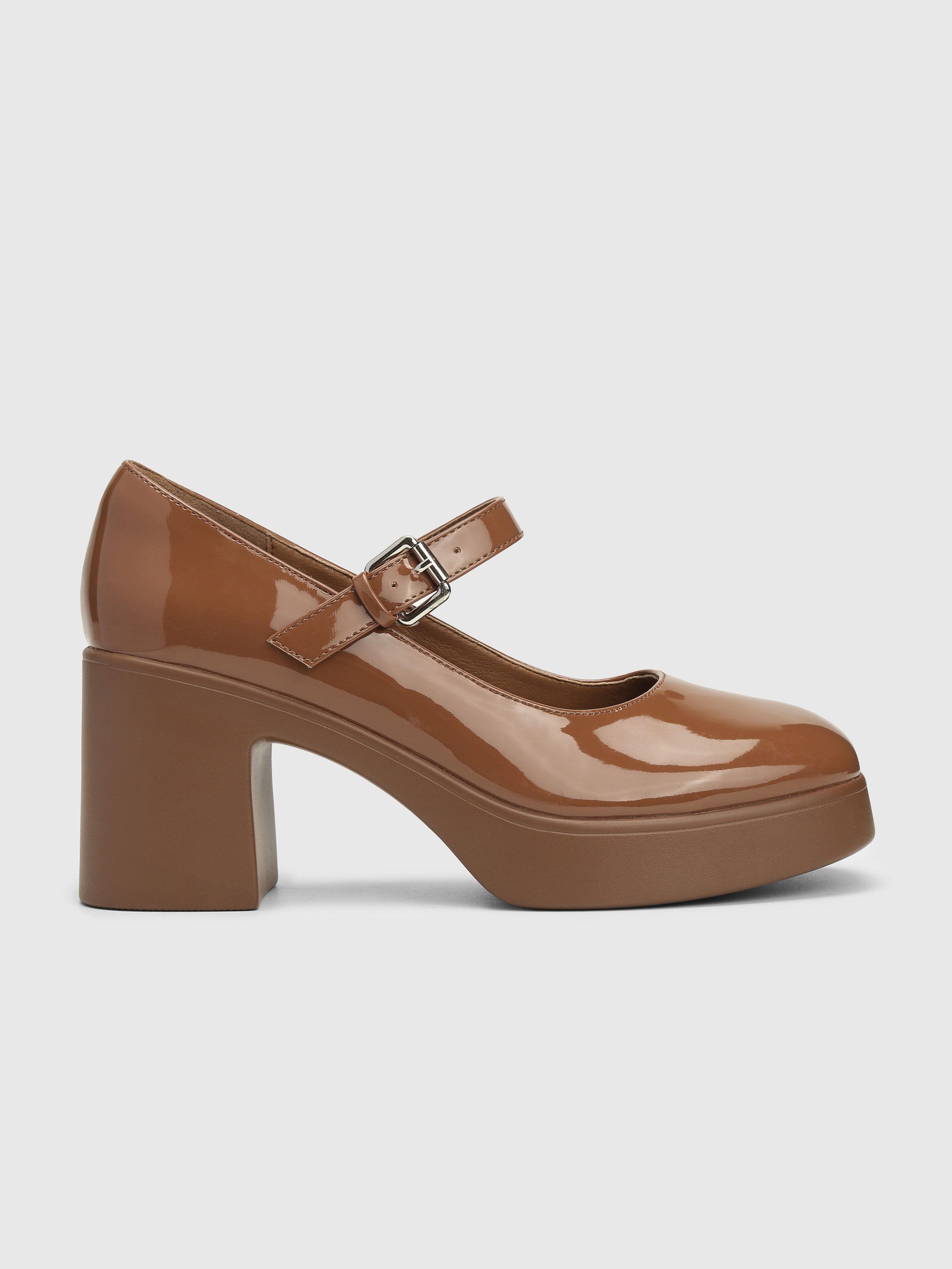 Classic Chunky Heeled Single Band Mary Jane Shoes For Daily Casual | Cider