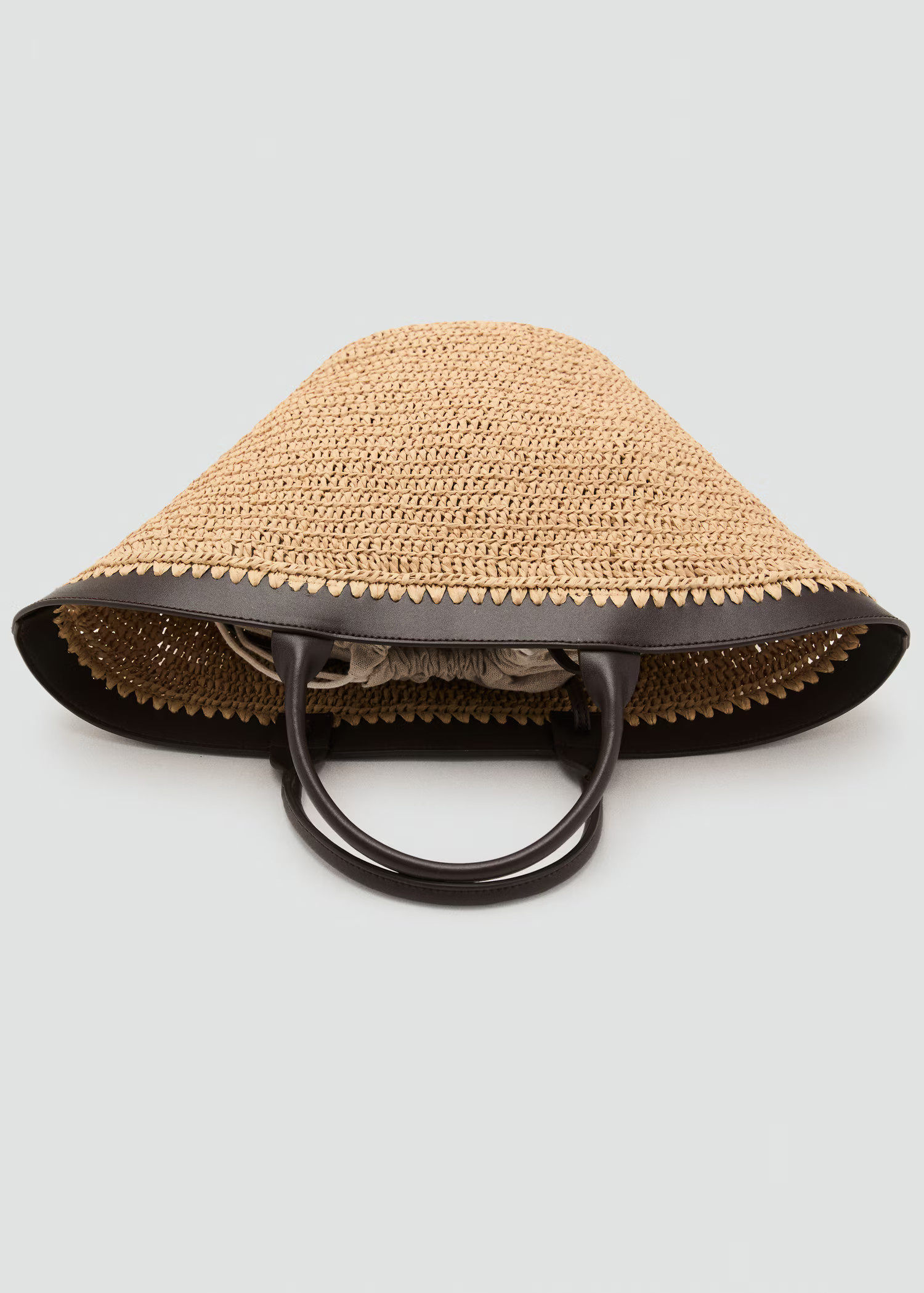 Large natural fibre bag with double handle - Women | MANGO United Kingdom | MANGO (UK)