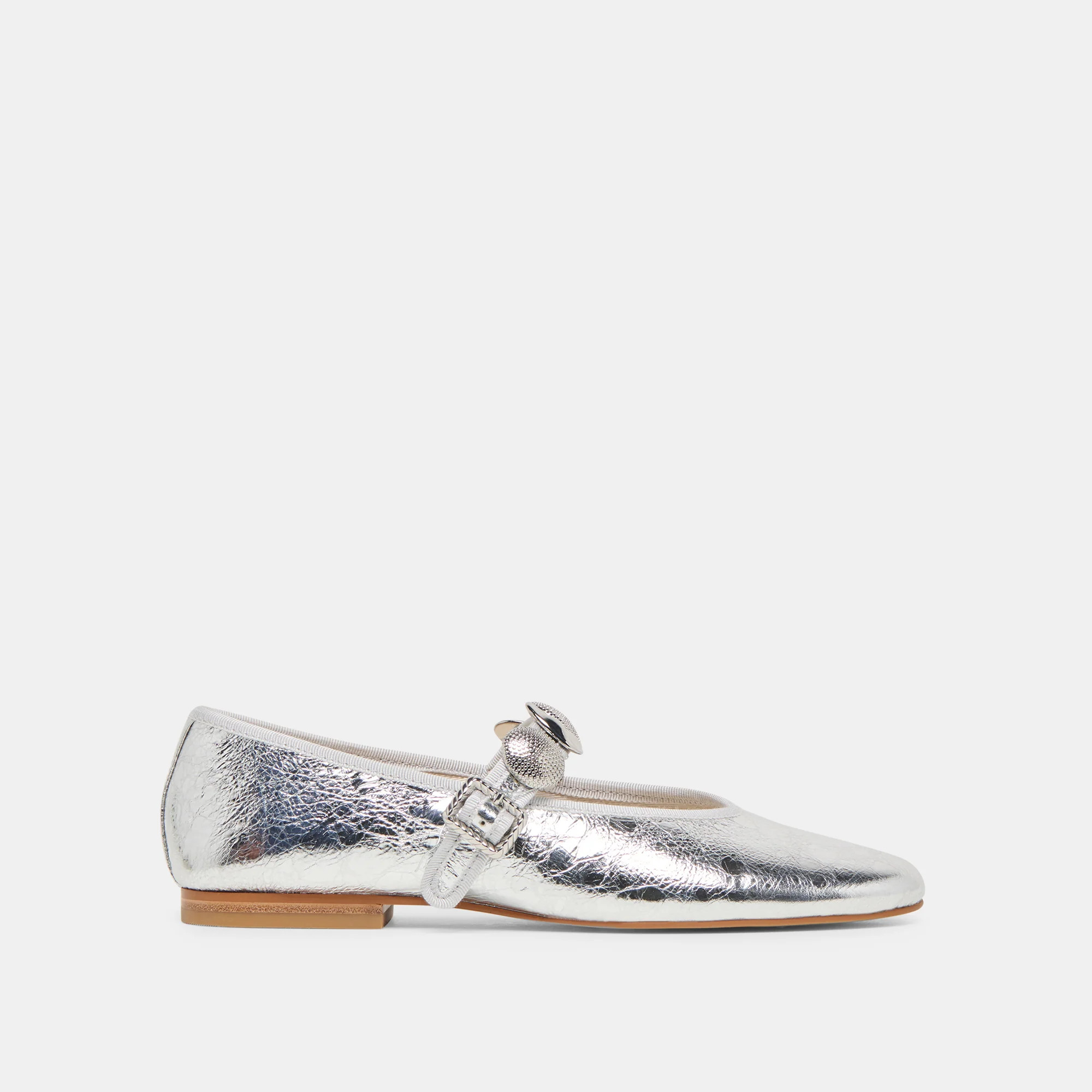 Relan Silver Distressed Leather Ballet Flats | Dolce Vita | DolceVita.com