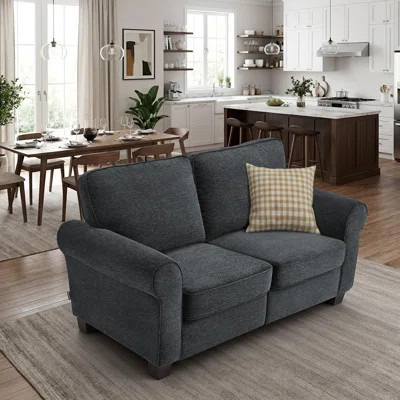 67.7" Rolled Arm Upholstered Loveseat Sofa, 2-Seater Couch with Solid Wood Legs | Wayfair North America