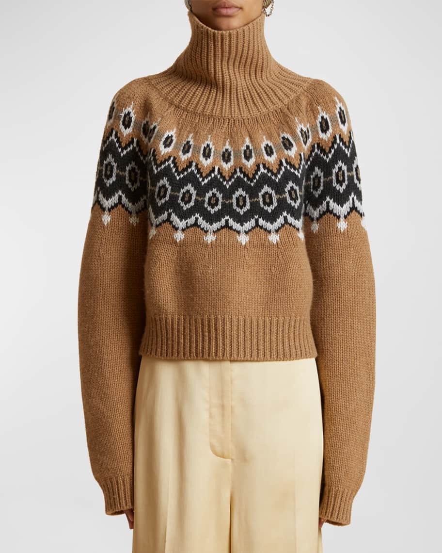 Khaite Amaris Cashmere-Blend Fair Isle Sweater | Neiman Marcus