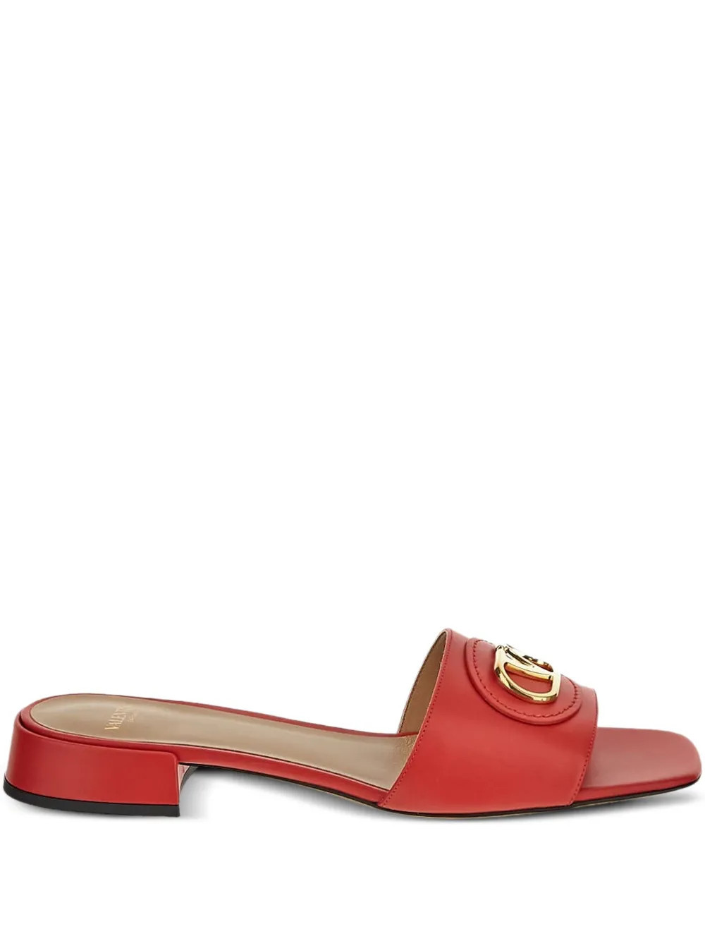 Valentino Garavani VLogo-detail slide sandals - Red | Farfetch Global