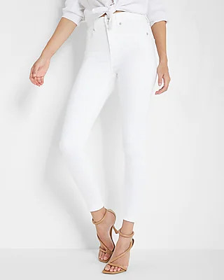 High Waisted White Supersoft Skinny Jeans | Express