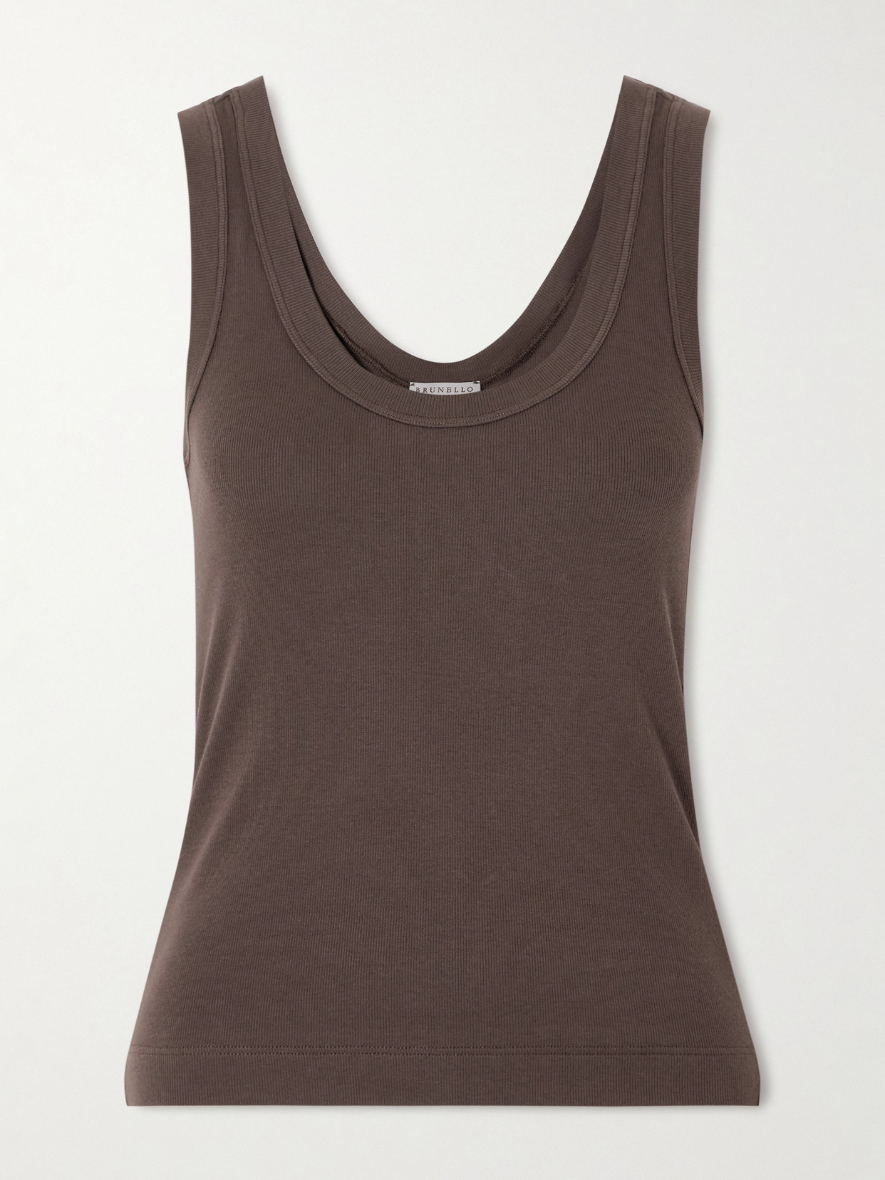 Brunello Cucinelli - Ribbed Cotton-blend Jersey Tank - Brown | NET-A-PORTER (UK & EU)