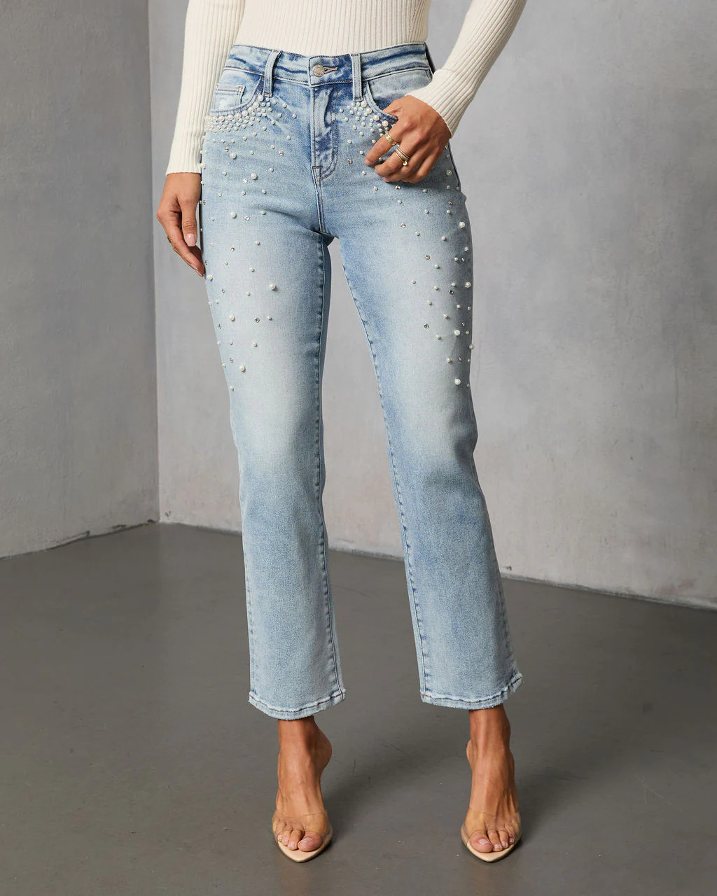 Sonorah Super Stretch Straight Leg Embellished Jeans | VICI