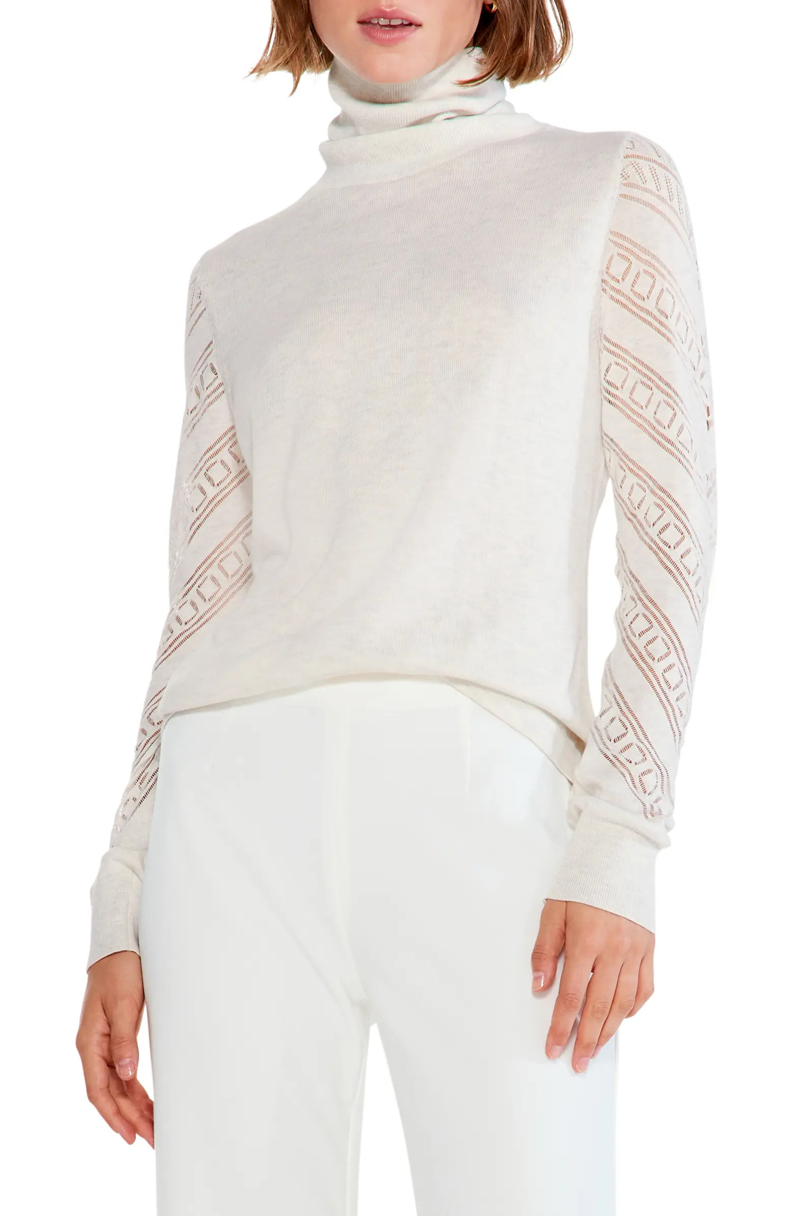 Pointelle Sleeve Turtleneck Sweater | Nordstrom