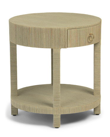 24in Sadia 1 Drawer Round Raffia Table | TJ Maxx